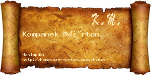 Kompanek Márton névjegykártya